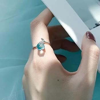 Blue Crystal Beads Fishtail Ring
