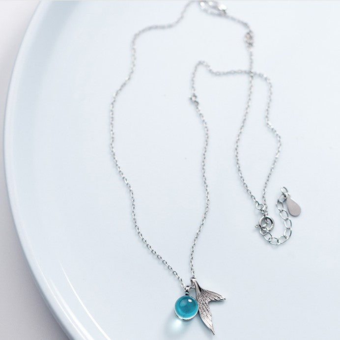 Blue Crystal Beads Fishtail Necklace