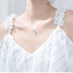 Blue Crystal Beads Fishtail Necklace
