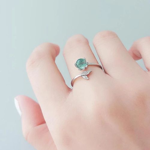 Blue Crystal Beads Fishtail Ring