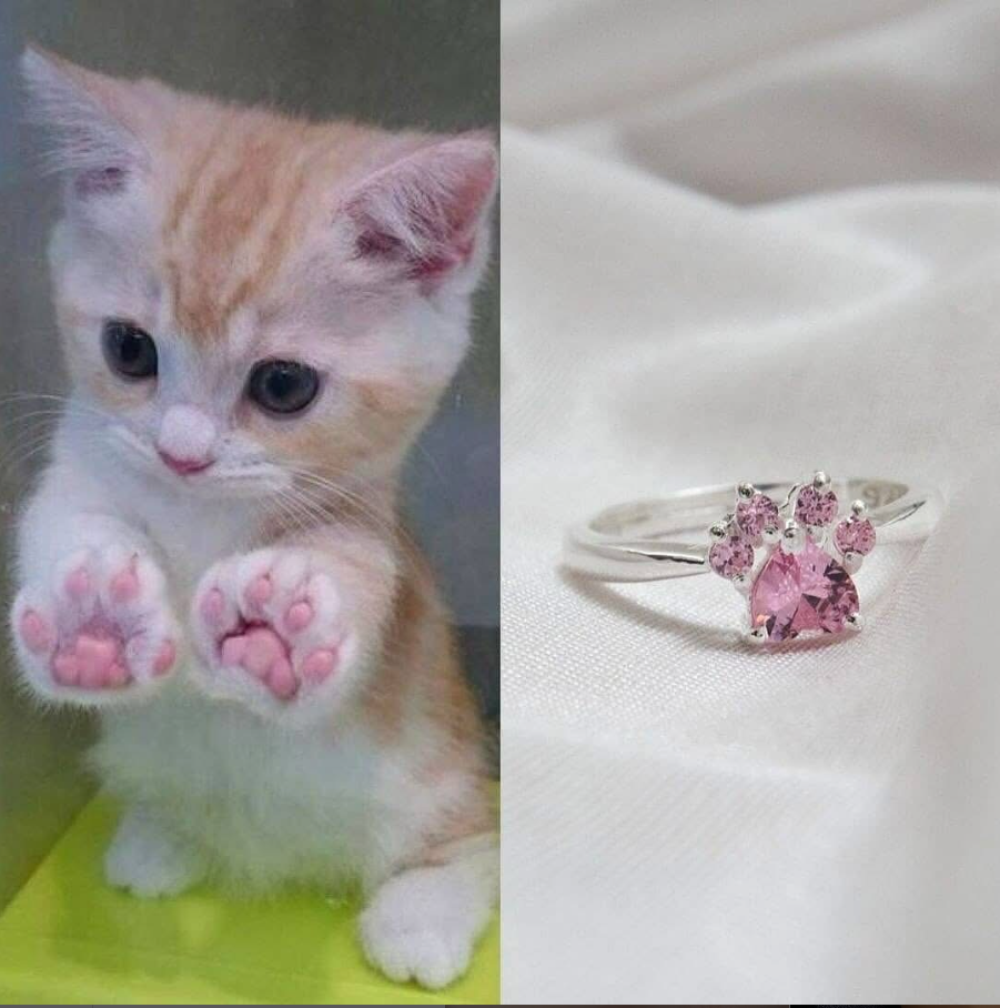 Pink Cat Paw Ring
