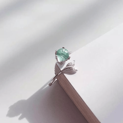 Blue Crystal Beads Fishtail Ring