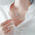 Blue Crystal Beads Fishtail Necklace