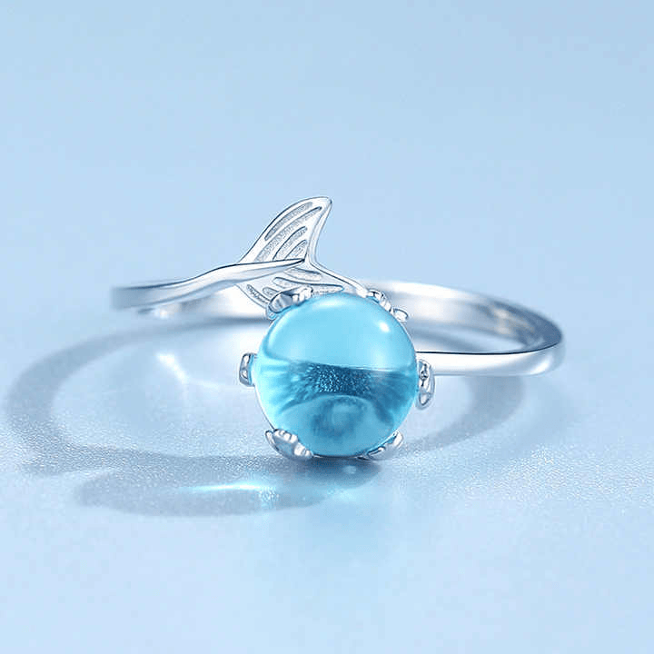 Blue Crystal Beads Fishtail Ring