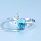 Blue Crystal Beads Fishtail Ring