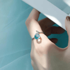 Blue Crystal Beads Fishtail Ring