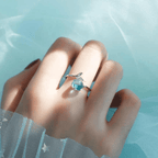 Blue Crystal Beads Fishtail Ring