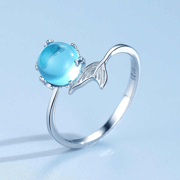 Blue Crystal Beads Fishtail Ring