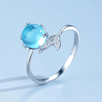Blue Crystal Beads Fishtail Ring